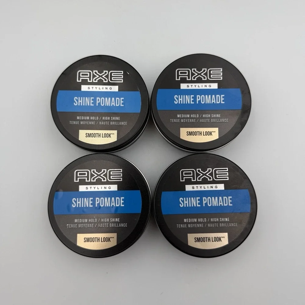 (4) AXE Men's Styling Shine Pomade Medium Hold Smooth Look Hair Cream / Wax